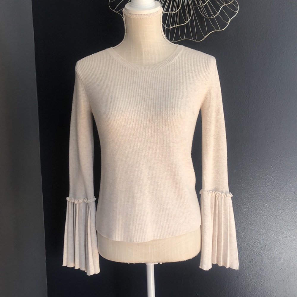 Olivia Warren light creme color bell sleeve sweater